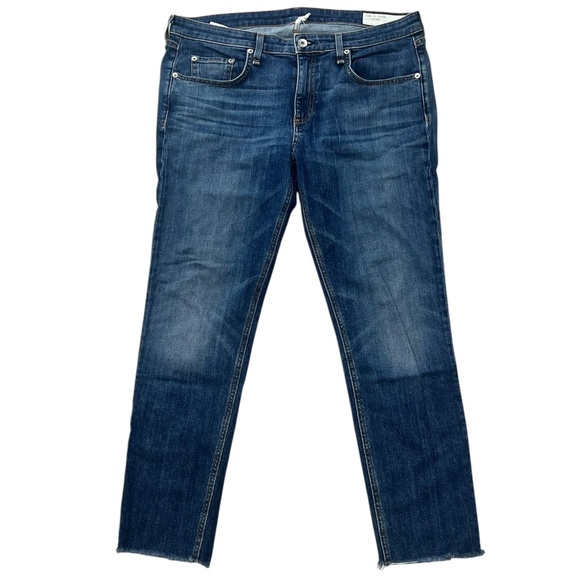 rag & bone Dre Low Rise Slim Boyfriend jeans sz 30 Raw Hem Dark Wash - Picture 1 of 5